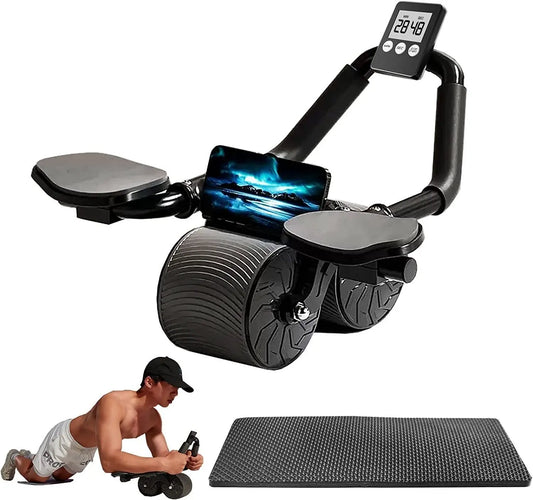 Ultimate Ab Roller Wheel for Core Strength - Automatic Rebound & Built-in Timer for Effective Workouts